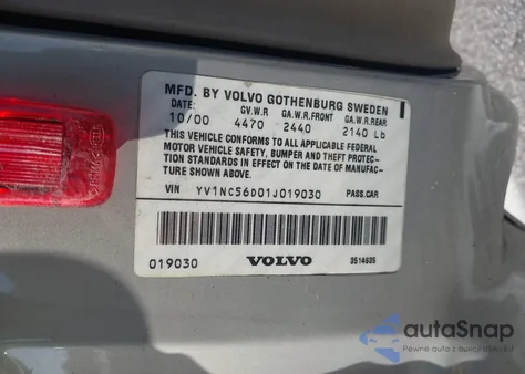 2001 Volvo C70 Turbo из США, поврежденный, VIN YV1NC56D01J019030